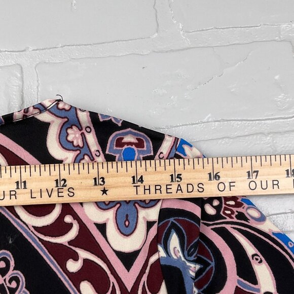 Melissa Paige Top Women Small Blue Pink Floral Paisley Embroidery Boho Medallion - Picture 9 of 11